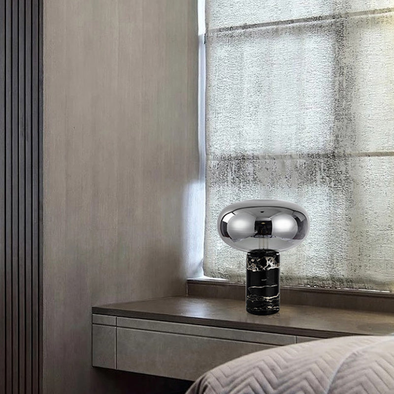 Ultra-modern Simplicity Oval Table Lamp Glass Nightstand Lamp for Bedroom