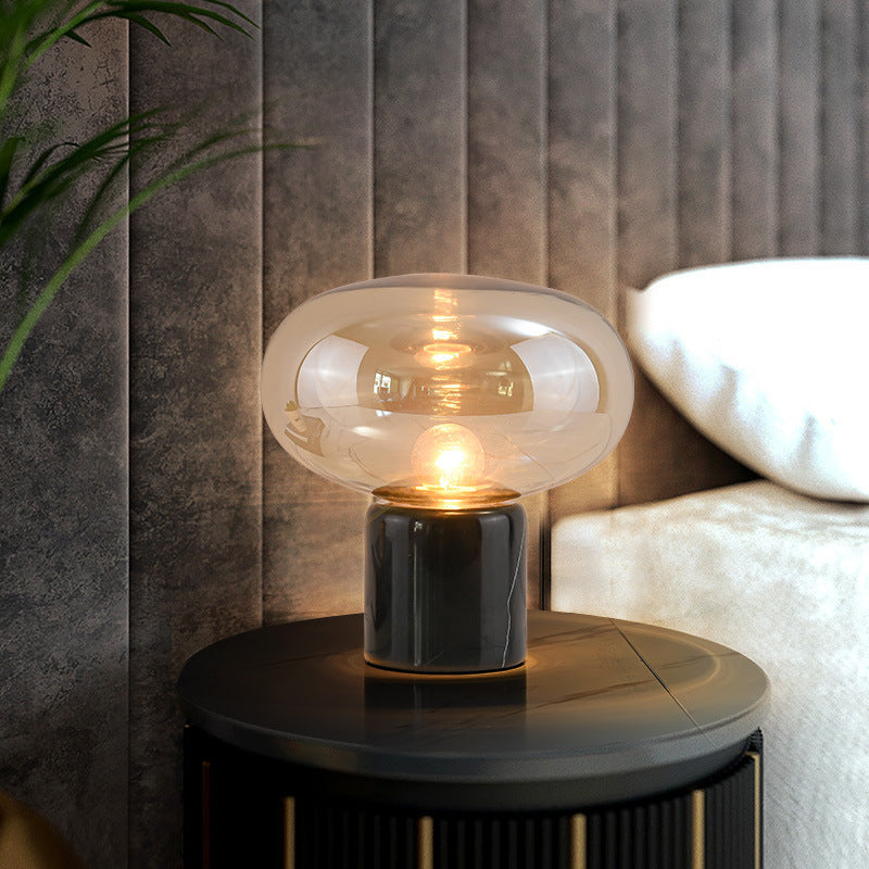 Ultra-modern Simplicity Oval Table Lamp Glass Nightstand Lamp for Bedroom