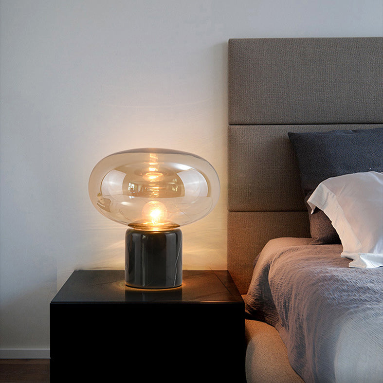 Ultra-modern Simplicity Oval Table Lamp Glass Nightstand Lamp for Bedroom