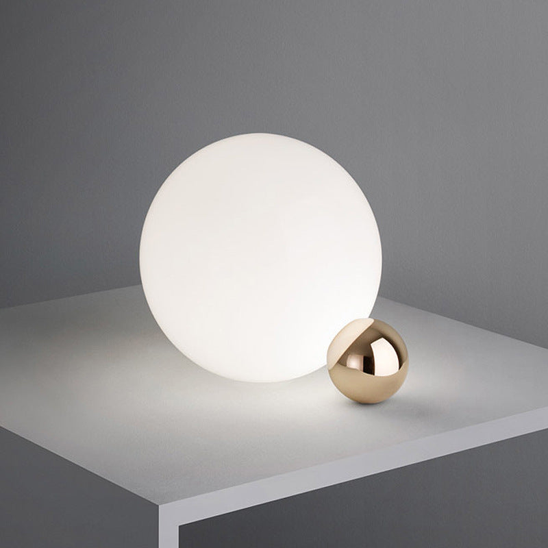 Ultra-modern Simplicity Globe Table Lamp White Glass Nightstand Lamp for Bedroom