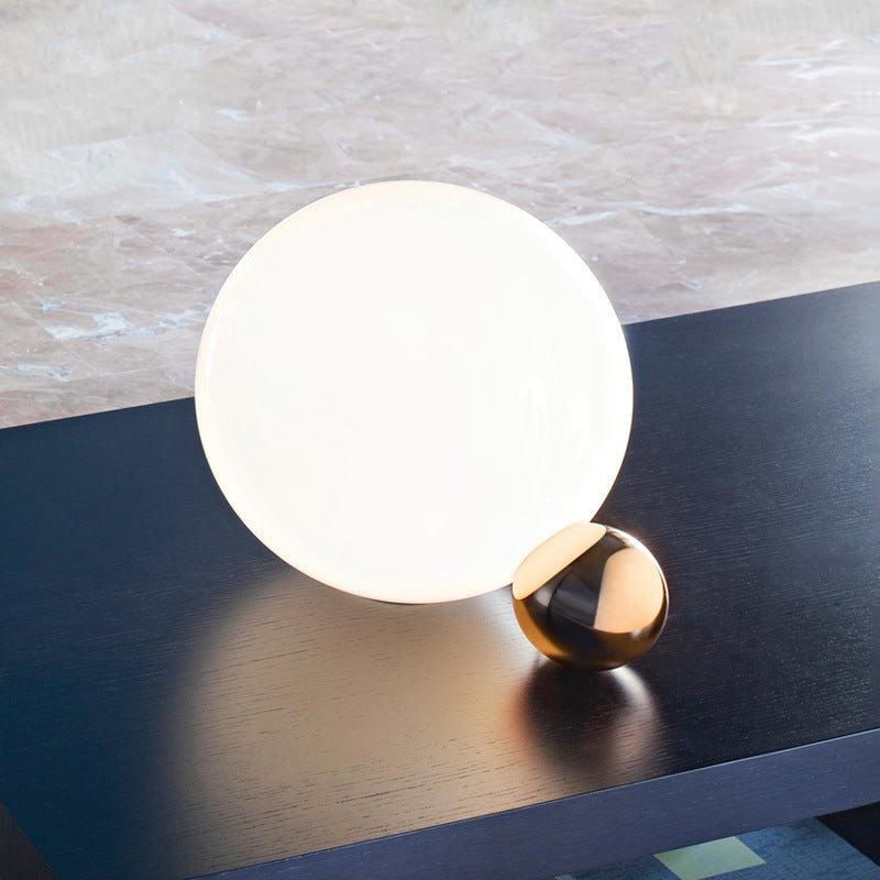 Ultra-modern Simplicity Globe Table Lamp White Glass Nightstand Lamp for Bedroom