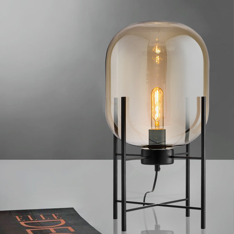 Ultramoderne eenvoud vat tafellamp glas nachtkastje lamp voor slaapkamer