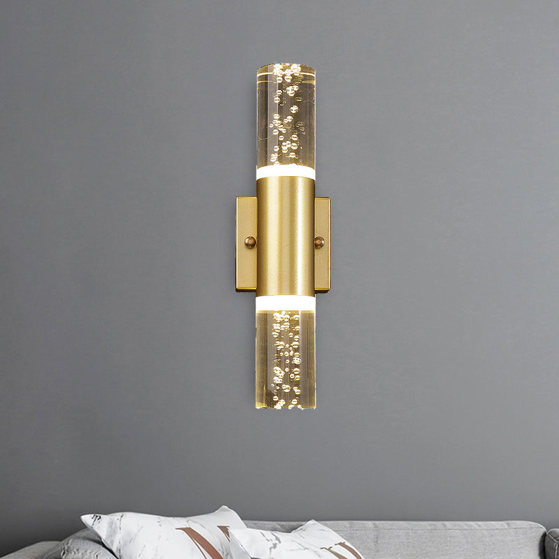 Bubble Crystal Gold Wall Light Cilinder 1/2/3 koppen Minimalistische LED -wandlamp voor de woonkamer