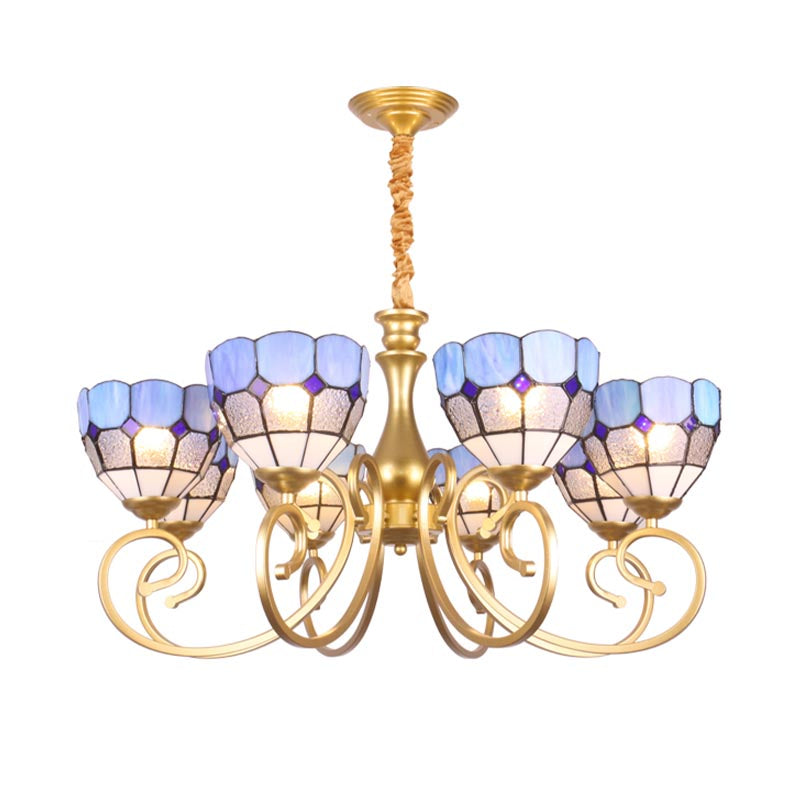 Bol lustre éclairage baroque tachée d'art tachée 8 lumières