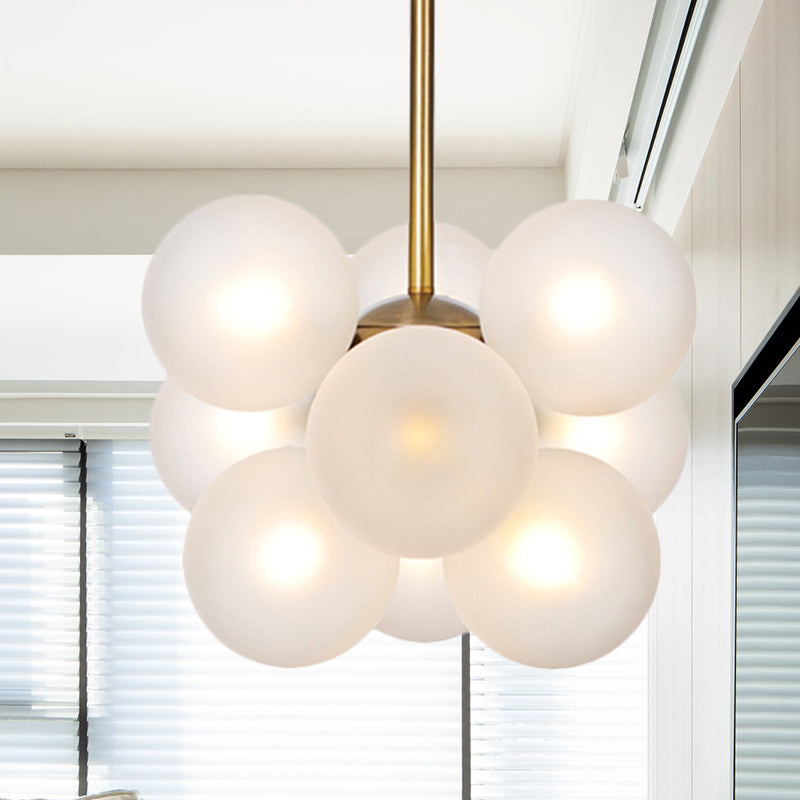Kogel led kroonluchter hangselverlichting moderne textureerde wit/barnsteen glas 9 hoofden eetkamer hangende plafondlamp