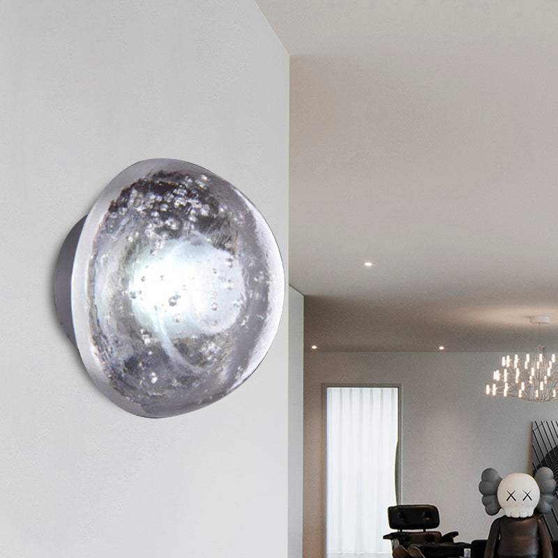 Single Bulb Wall Lamp Traditional Hemisphere Clear Bubble Crystal Sconce Light Fixture