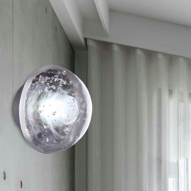 Single Bulb Wall Lamp Traditional Hemisphere Clear Bubble Crystal Sconce Light Fixture
