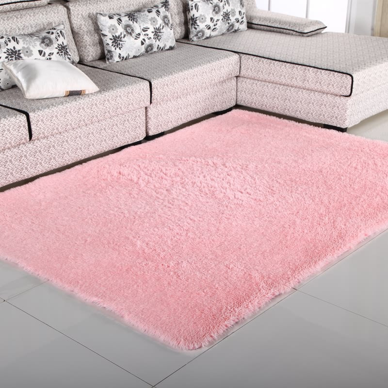 Brown Living Room Carpet Casual Solid Color Indoor Rug Polyester Anti-Split Area Carpet