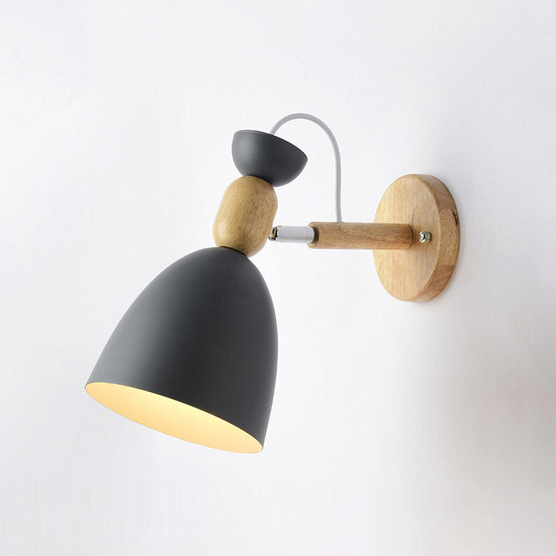 Moderna Macarons Nórdicos Macarons Swade Wall Malet Metal 1 Light Sponces en rosa y blanco