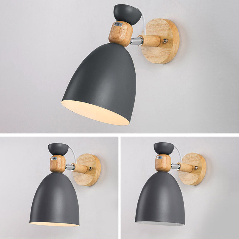 Moderna Macarons Nórdicos Macarons Swade Wall Malet Metal 1 Light Sponces en rosa y blanco