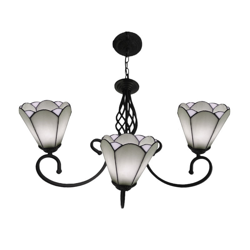 Lampe à lustre à cône noir baroque 5/6/8 Lumières PENDANT DE DROP VERRE BLANC / BLUE POUR LE SOIR