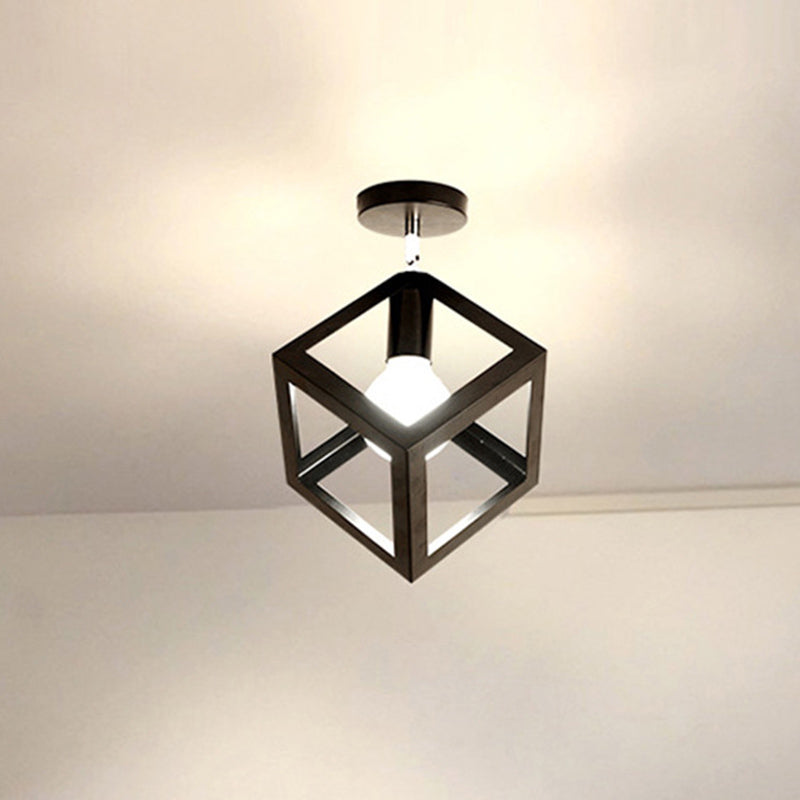 Plafoniera da incasso geometrica nera in stile creativo industriale in ferro battuto per corridoio