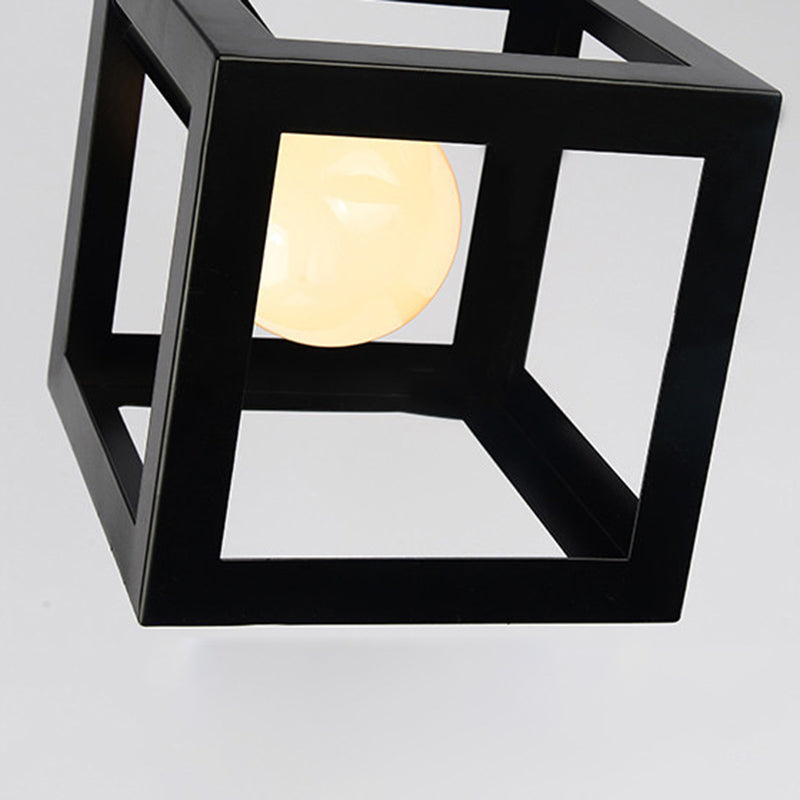 Plafoniera da incasso geometrica nera in stile creativo industriale in ferro battuto per corridoio
