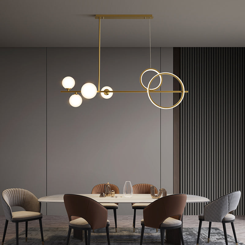 Modern LED Island Lighting Linear Glass Chandelier Light Fixture for Dining Room