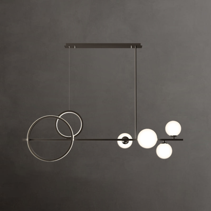 Modern LED Island Lighting Linear Glass Chandelier Light Fixture for Dining Room