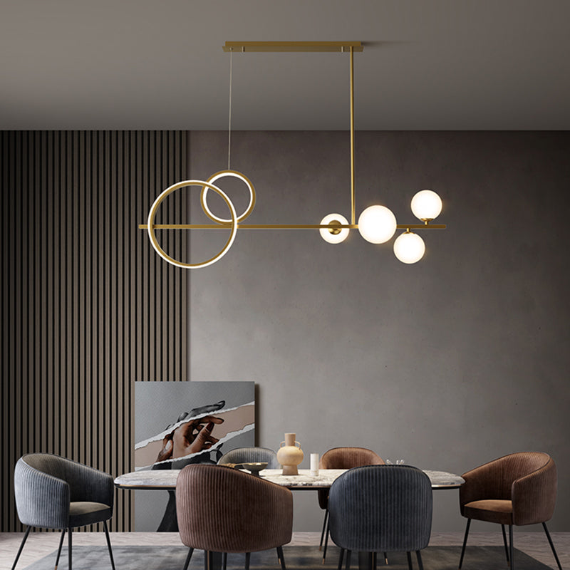 Modern LED Island Lighting Linear Glass Chandelier Light Fixture for Dining Room