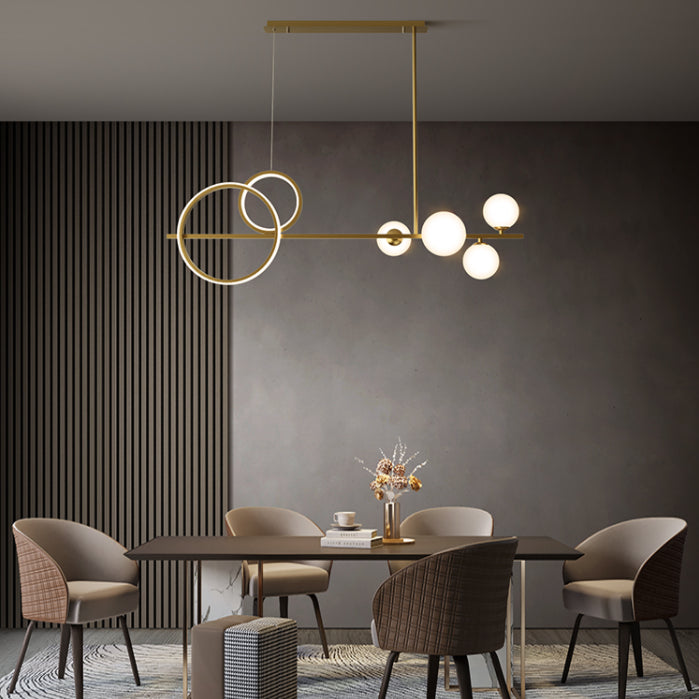 Modern LED Island Lighting Linear Glass Chandelier Light Fixture for Dining Room