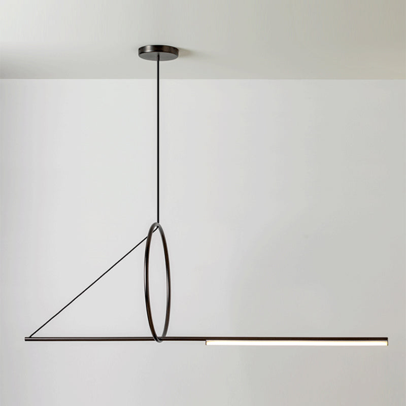 Lampada il lampadario in metallo lineare dell'illuminazione dell'isola a led moderna per sala da pranzo