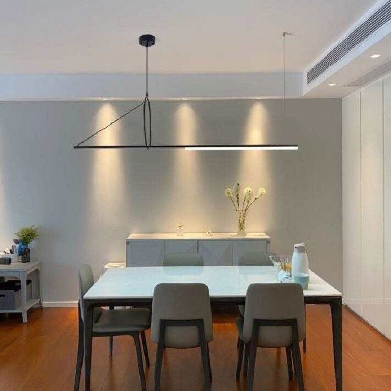 Lampada il lampadario in metallo lineare dell'illuminazione dell'isola a led moderna per sala da pranzo