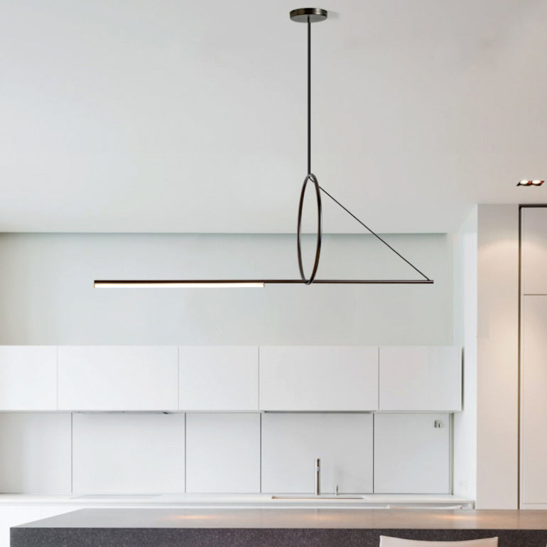 Lampada il lampadario in metallo lineare dell'illuminazione dell'isola a led moderna per sala da pranzo