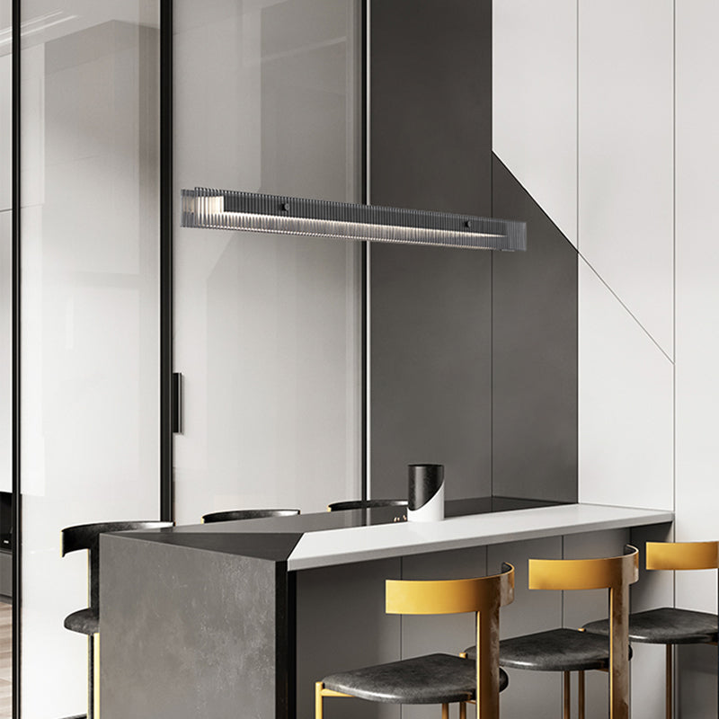 Dining Room Nordic Modern Island Light Fixture LED Linear Glass Pendant Light