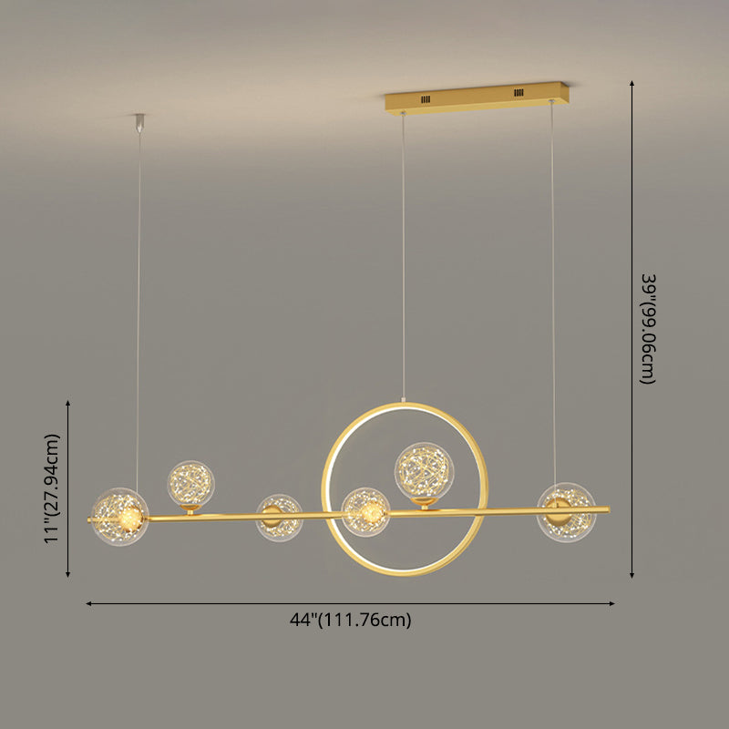 7 Light Kitchen Isola Pendant Laminda Linear Lampella dell'isola contemporanea