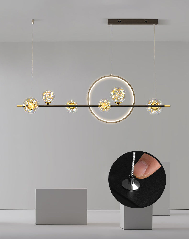 7 Light Kitchen Isola Pendant Laminda Linear Lampella dell'isola contemporanea