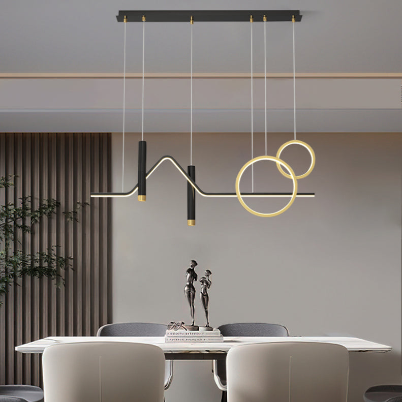 Contemporary Island Lighting Linear Pendant Lighting Chandelier Light Fixtures in Metal