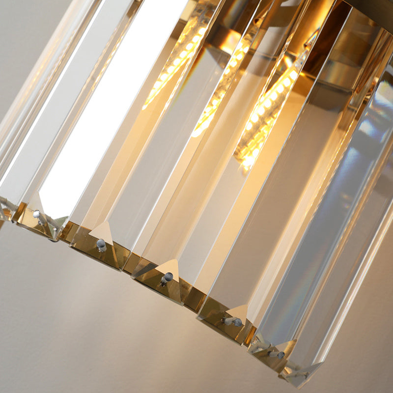 Gold Geometric Wall Light in Modern Luxury Style Electroplate Metal Wall Lamp with Crystal Shade