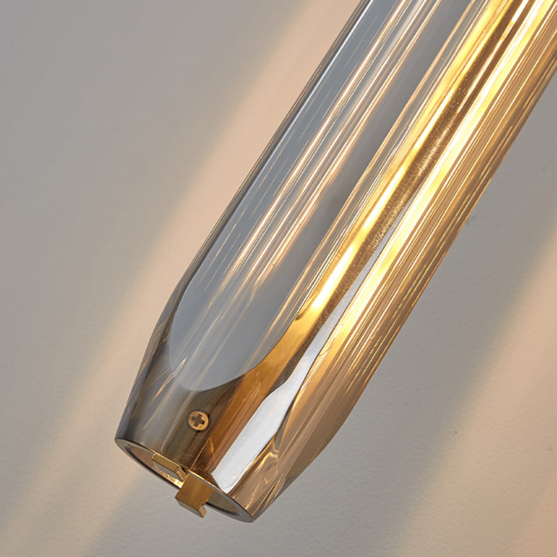 Modern Luxury Single Hanging Wall Lamp Copper Cylindroid Wall Light with Crystal Shade