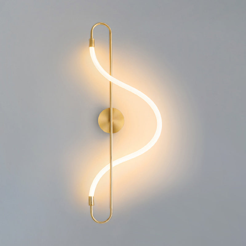 Modern Gold Linear Wall Mount Light Fixture Metal 1-Light Wall Lamp for Living Room