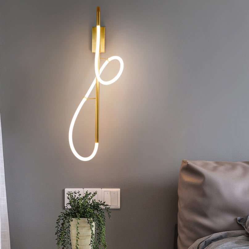 Modern Gold Linear Wall Mount Light Fixture Metal 1-Light Wall Lamp for Living Room