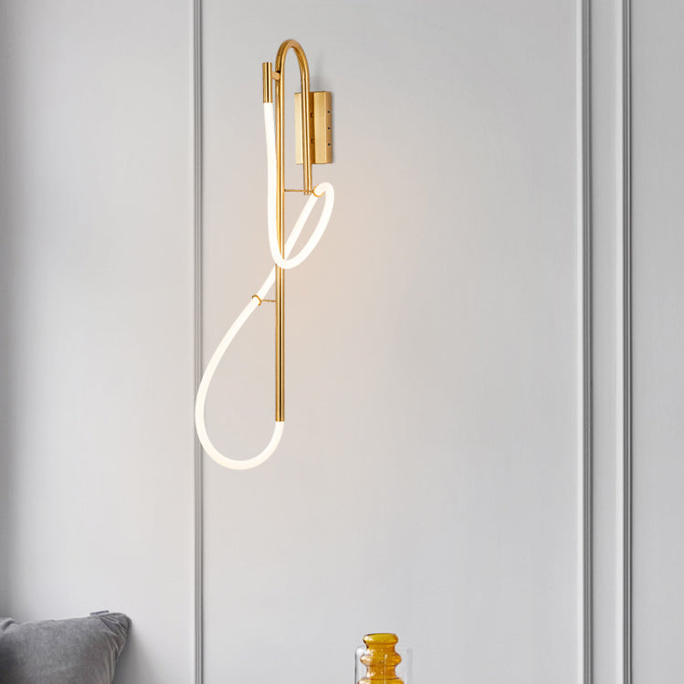 Modern Gold Linear Wall Mount Light Fixture Metal 1-Light Wall Lamp for Living Room