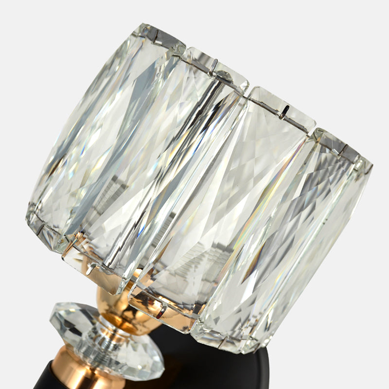 1 Lichtzylindrische Wandleuchte Leuchte Moderne Stil Schwarzer Kristallwandhalterung Beleuchtung