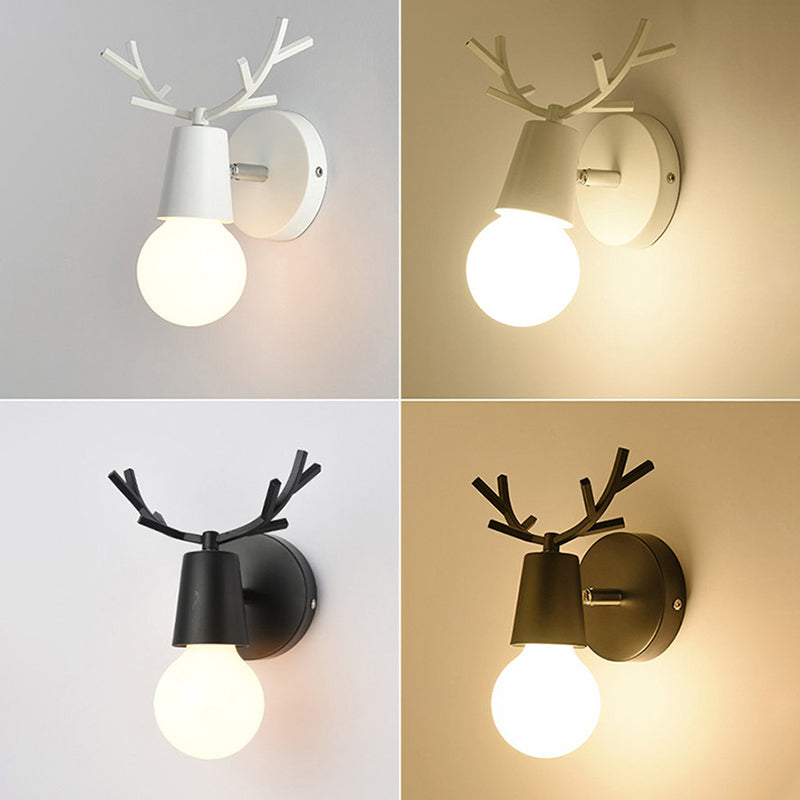 Unique Shade Wall Lighting Modern Nordic  Style Metal 1 Light Sconce Light in Black and White