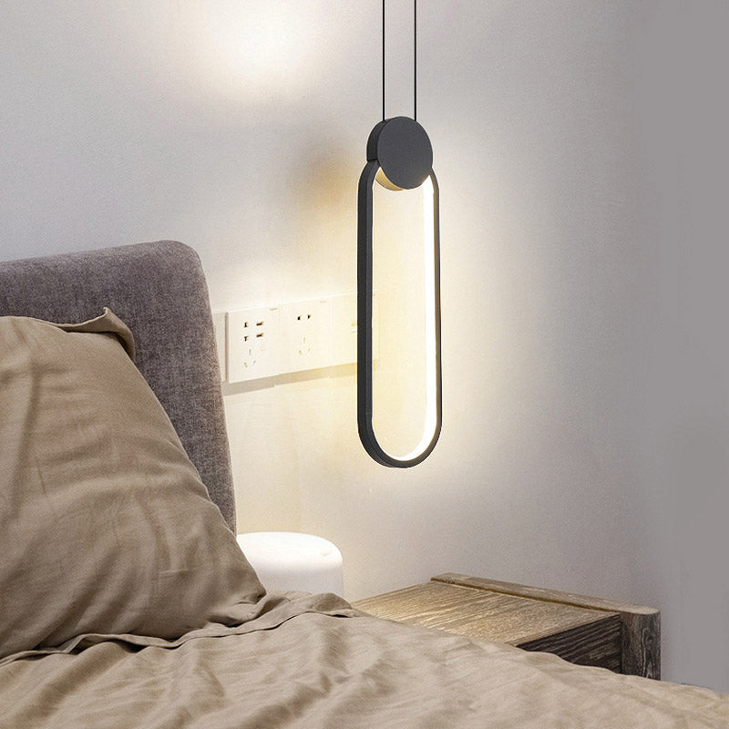 Moderne minimalistische LED -hanglampje Smeedijzeren geometrische hanglamp met acrylschaduw