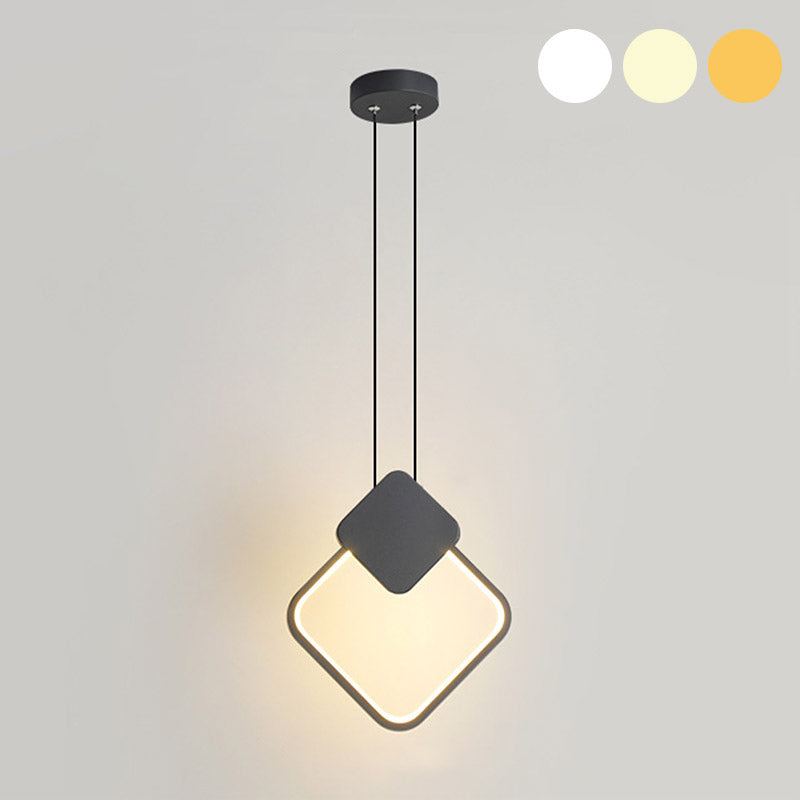 Moderne minimalistische LED -hanglampje Smeedijzeren geometrische hanglamp met acrylschaduw