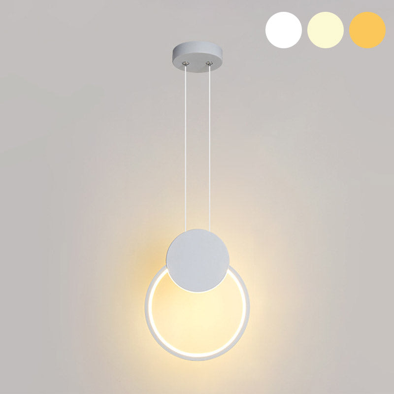 Moderne minimalistische LED -hanglampje Smeedijzeren geometrische hanglamp met acrylschaduw
