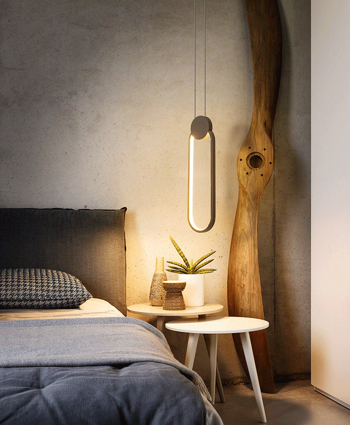 Moderne minimalistische LED -hanglampje Smeedijzeren geometrische hanglamp met acrylschaduw