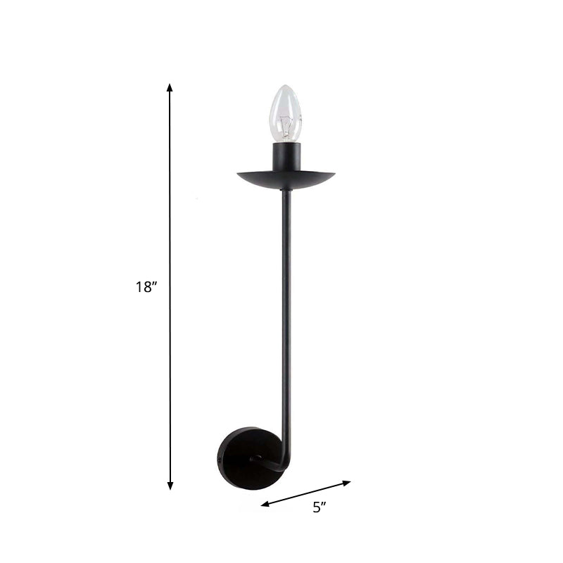 Black Finish Exposed Sconce Wall Light Industrial Style 1 Bulb Metal Wall Mount Light with Candle Design