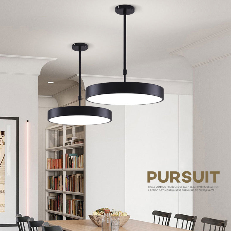 Modern Minimalist Office LED Hanging Lamp Wrought Iron Circular Pendant Light with Acrylic Shade