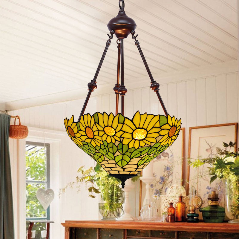 2 luci cucina soffitto lampadario mediterraneo rosso/giallo/arancione con tonalità di vetro colorato