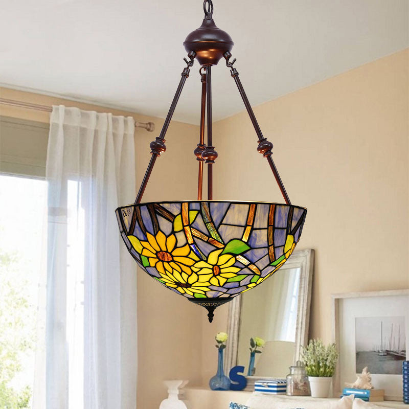 2 luci cucina soffitto lampadario mediterraneo rosso/giallo/arancione con tonalità di vetro colorato