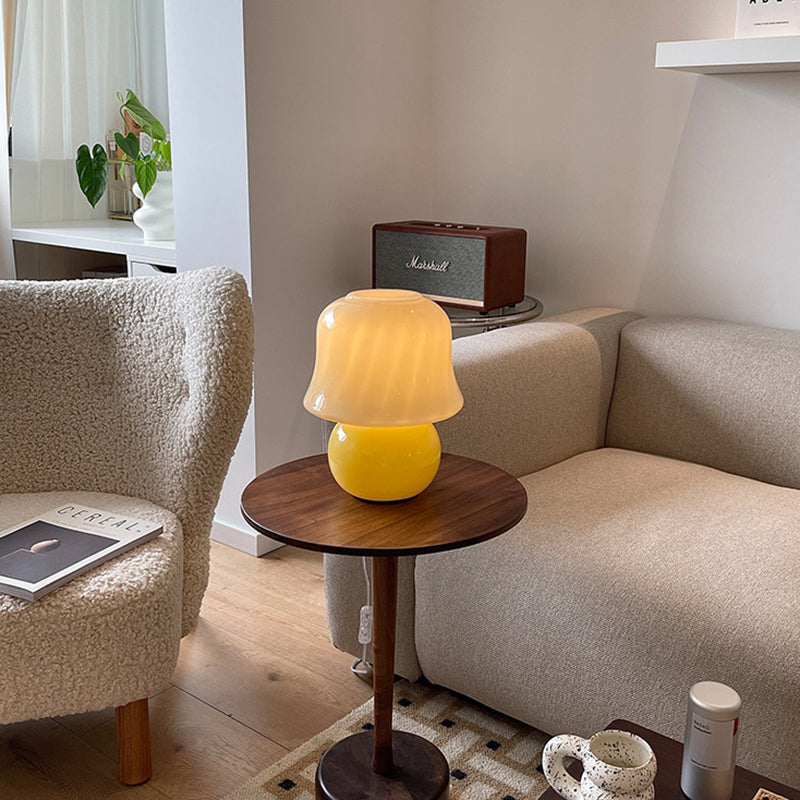 Ultra-modern Simplicity Mushroom Table Lamp Hand-Blown Glass Nightstand Lamp for Bedroom