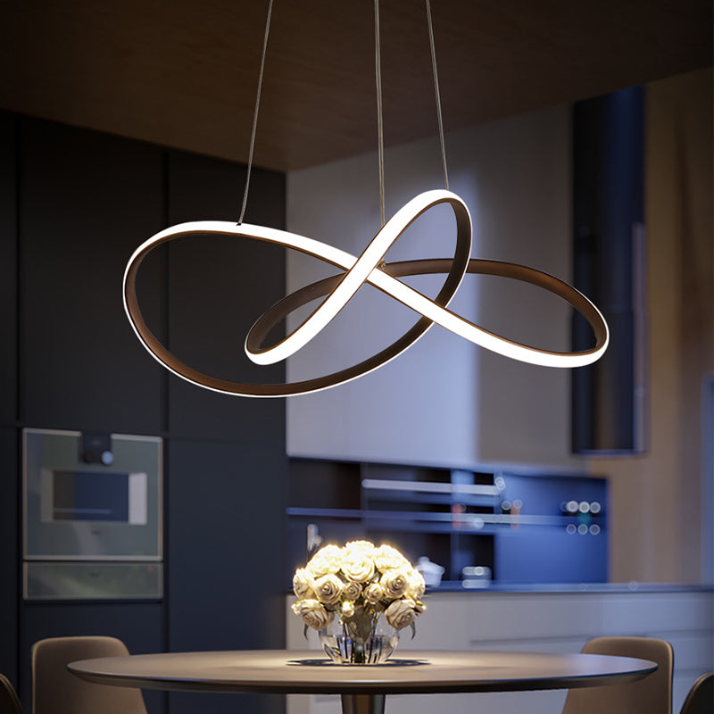 Black Twisted LED Ceiling Lamp Modern Acrylic Lighting for Living Room Bedroom