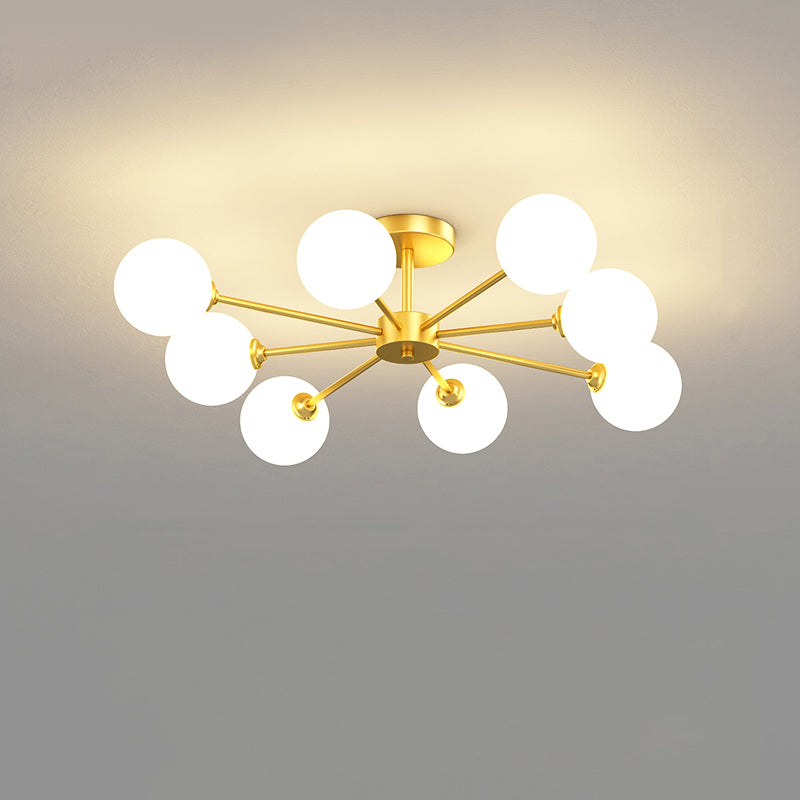 Plafonnier moderne au plafond à chasse d'eau avec une teinte en verre pour la chambre à coucher du salon