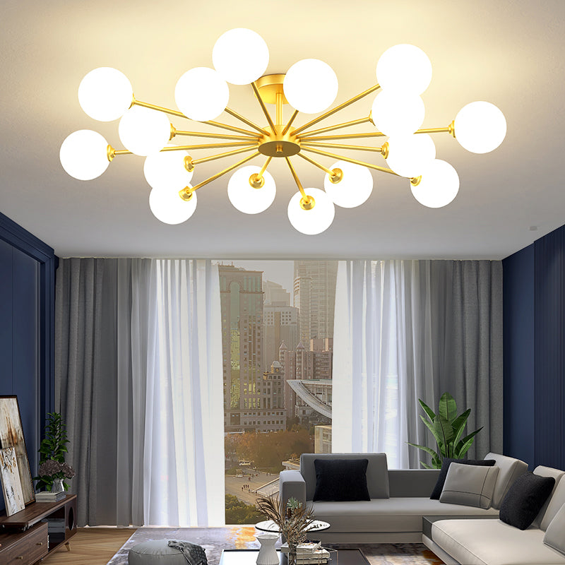 Plafonnier moderne au plafond à chasse d'eau avec une teinte en verre pour la chambre à coucher du salon