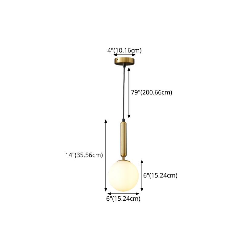 Glass Spherical Pendant Lighting Fixture Modern Style Hanging Pendant Light for Bedroom