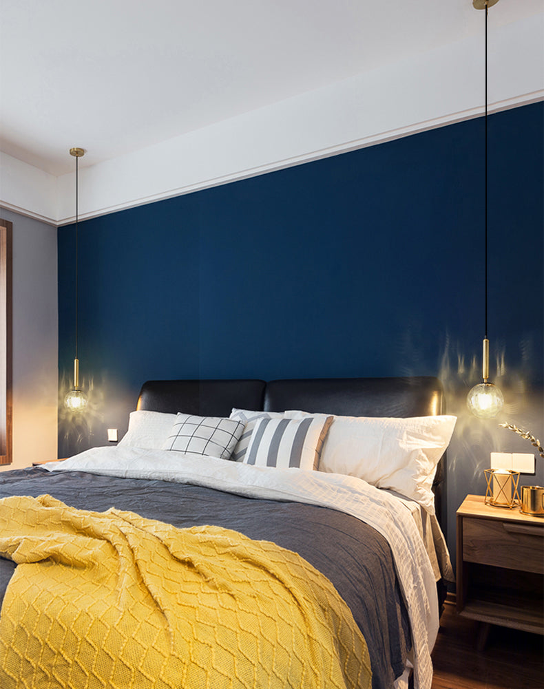 Glass Spherical Pendant Lighting Fixture Modern Style Hanging Pendant Light for Bedroom