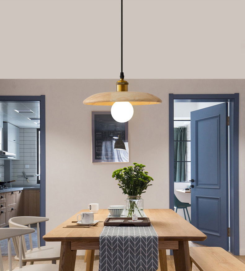 Nordic-stijl taps toelopende hangende hanglicht licht houten eetkamer hanglamp lampje armatuur